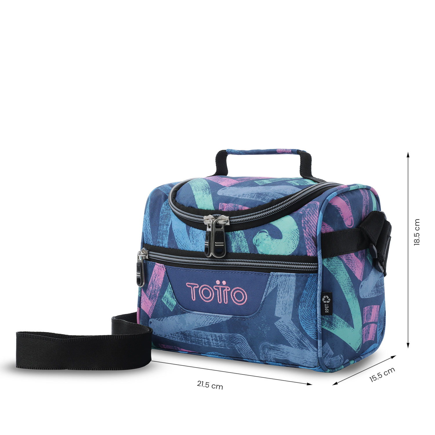 Lonchera Totto Pizarra Color Azul/morado Estampado - Imagen 5