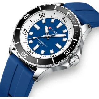 Reloj Curren 8448 de Cuarzo para Hombre con Correa de Silicona Azul