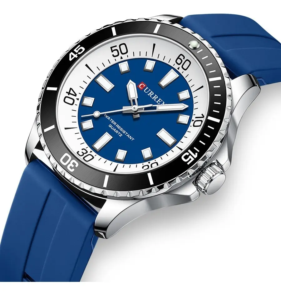 Reloj Curren 8448 de Cuarzo para Hombre con Correa de Silicona Azul