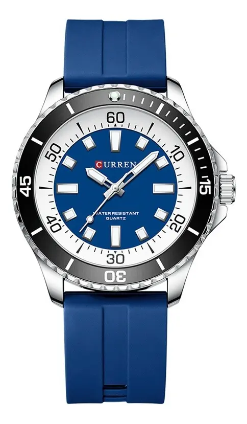 Reloj Curren 8448 de Cuarzo para Hombre con Correa de Silicona Azul - Imagen 2