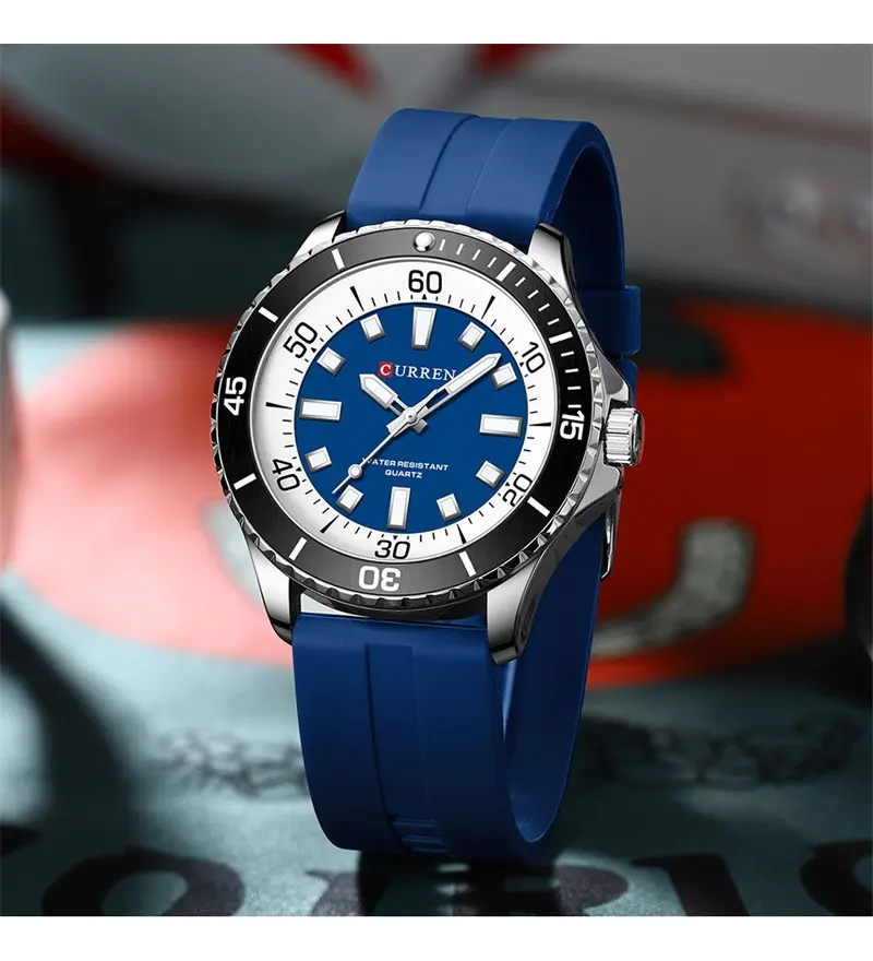 Reloj Curren 8448 de Cuarzo para Hombre con Correa de Silicona Azul - Imagen 4
