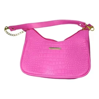 Bolso Bata Rosado Con Detalles Dorados
